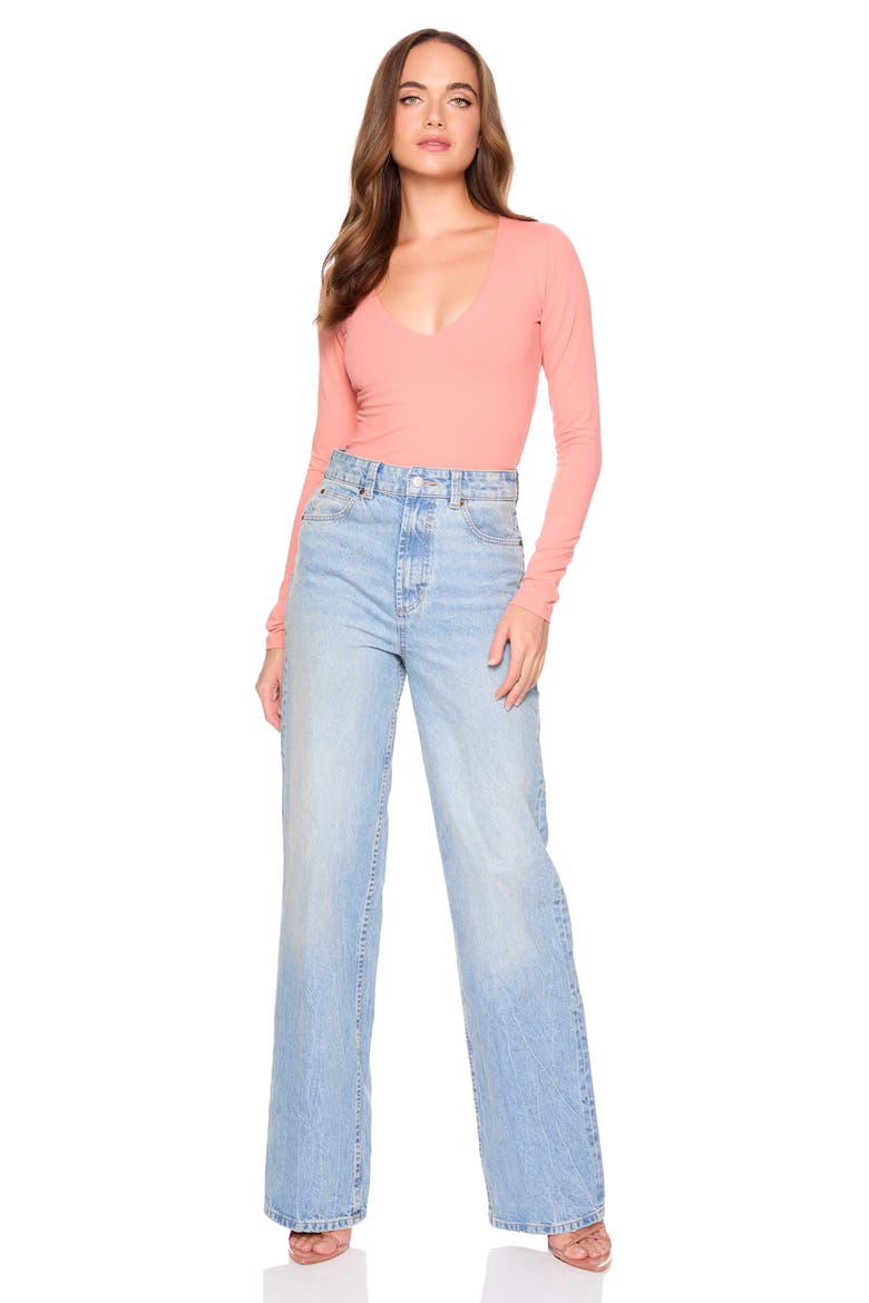 Long Sleeve V-Neck Top, Alternate, color, CORAL HONEY