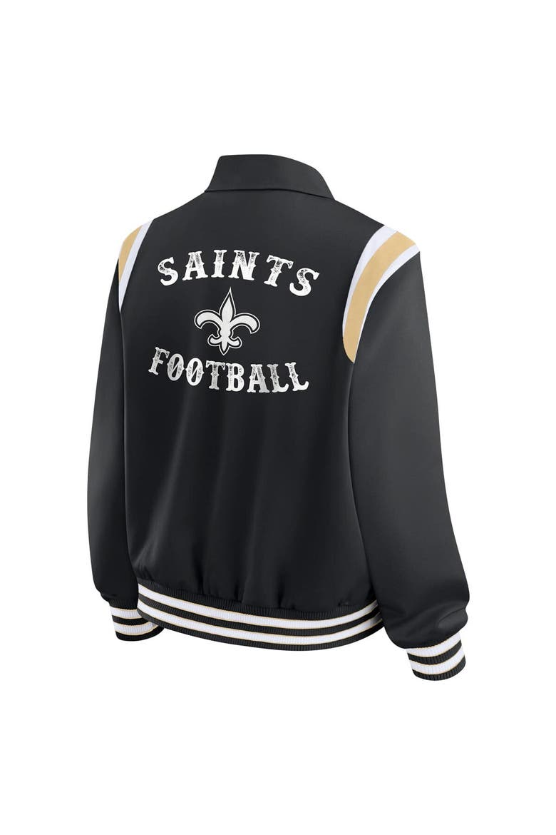 Women's WEAR by Erin Andrews Black New Orleans Saints Varsity Lightweight Full-Snap Jacket, Alternate, color, Black