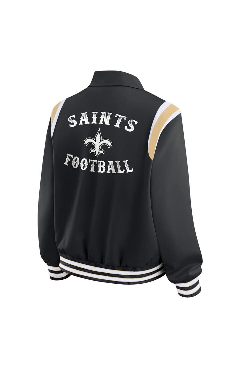 WEAR by Erin Andrews Women's WEAR by Erin Andrews Black New Orleans Saints Varsity Lightweight Full-Snap Jacket, Alternate, color, Black