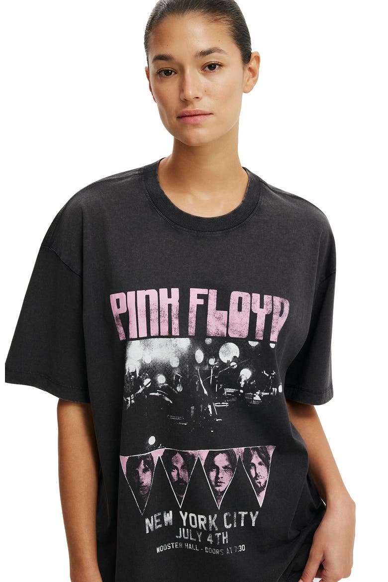 Women's The Lcn Music Boxy Graphic Tee, Alternate, color, Pink Floyd Ny City  Washed