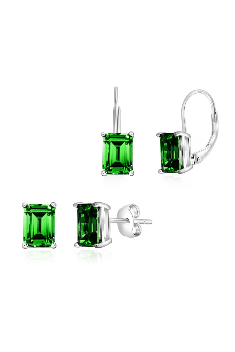 Sterling Silver Earrings Set, Main, color, Green
