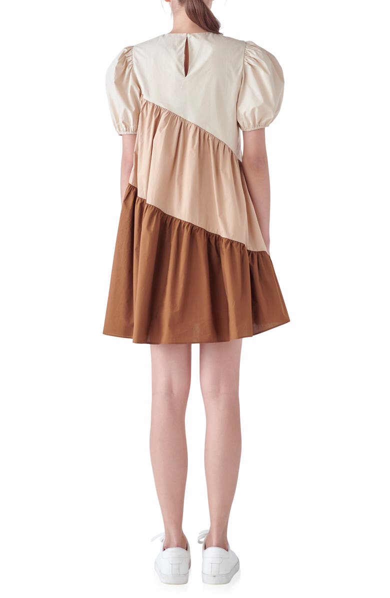 English Factory Colorblock Puff Sleeve Shift Dress, Alternate, color, 