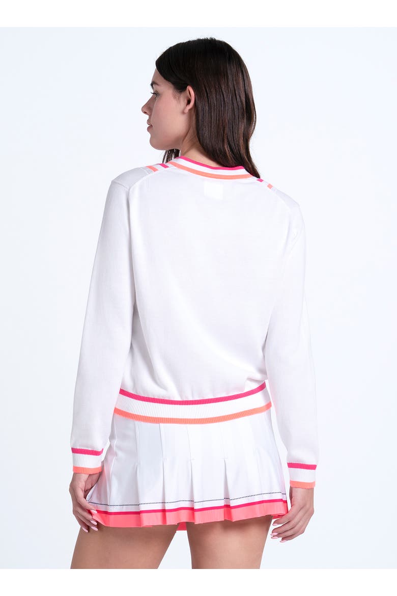 Victory V-Neck Sweater, Alternate, color, White/Pink