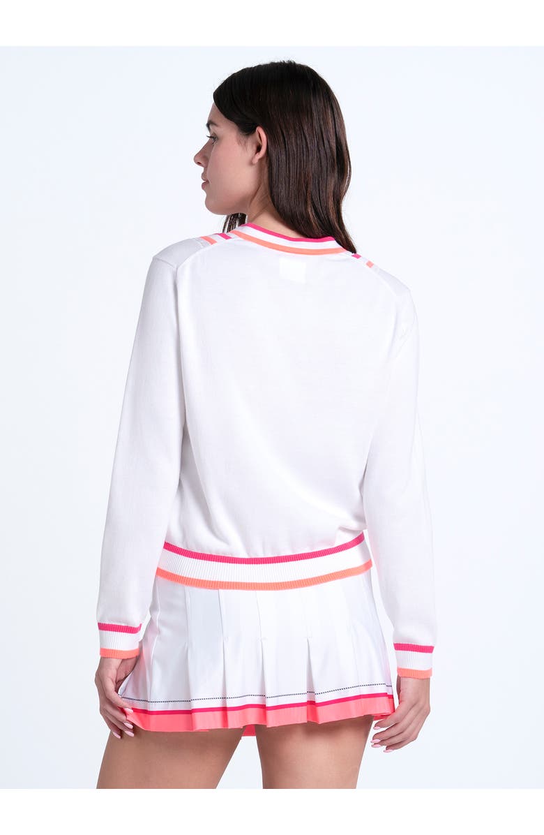 Lucky in Love Victory V-Neck Sweater, Alternate, color, White/Pink