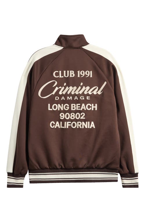 Criminal Damage Pintuck Track Jacket In Brown