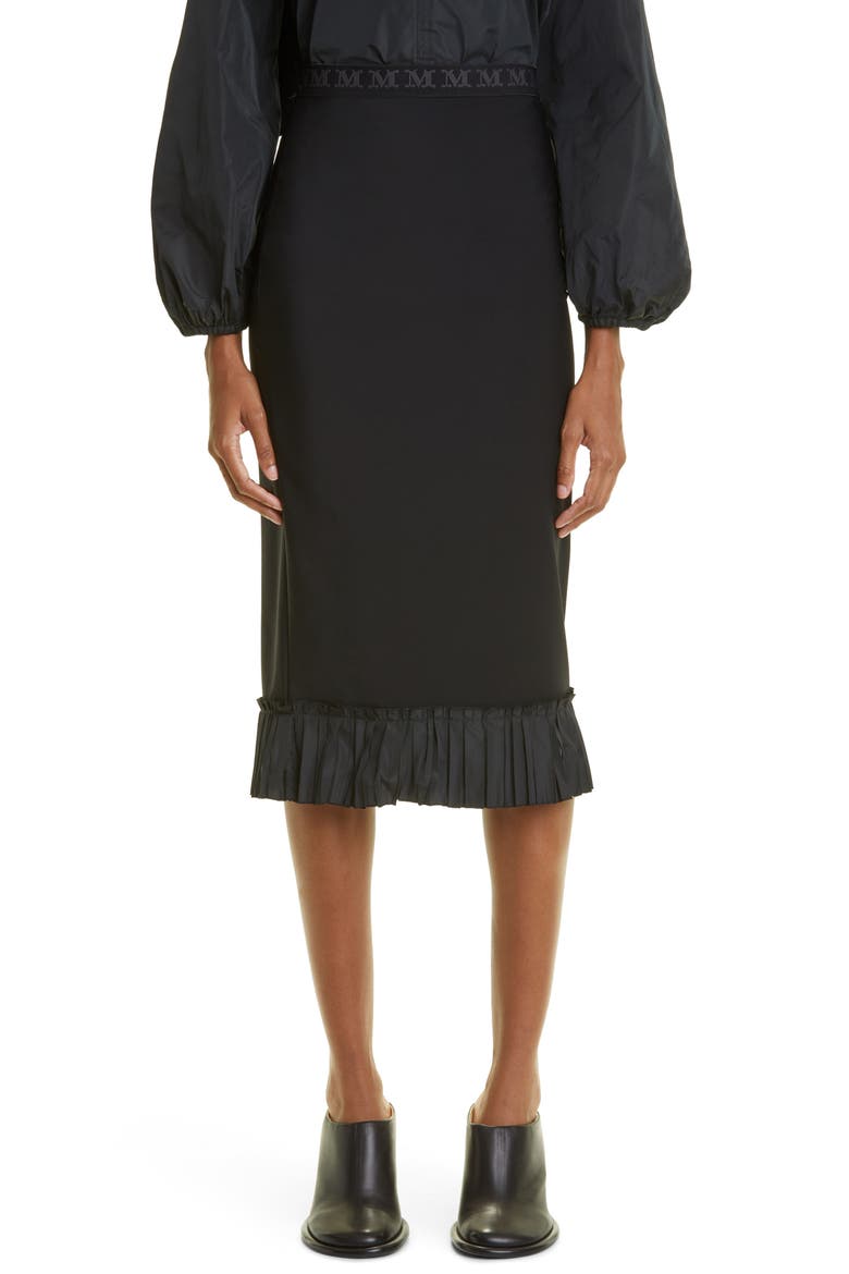 Hiltex Ruffle Hem Technical Jersey Skirt, Main, color, BLACK