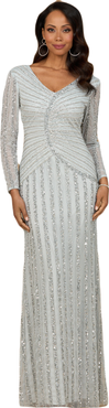LARA New York Long Sleeve Beaded Gown