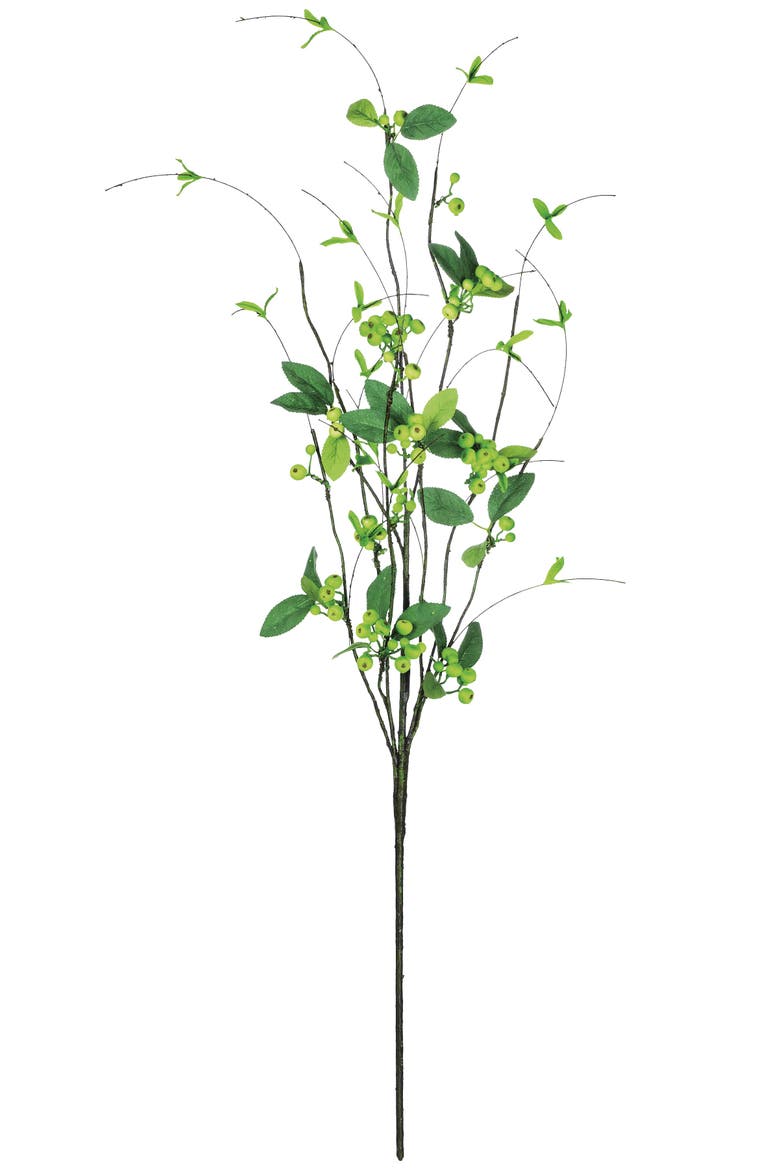 Sullivan's Christmas Berry Twig with Leaves Spray, Green Faux Floral Stem for Crafting, Weddings, Home and Holiday Decoration, 40 Inch, Main, color, Green