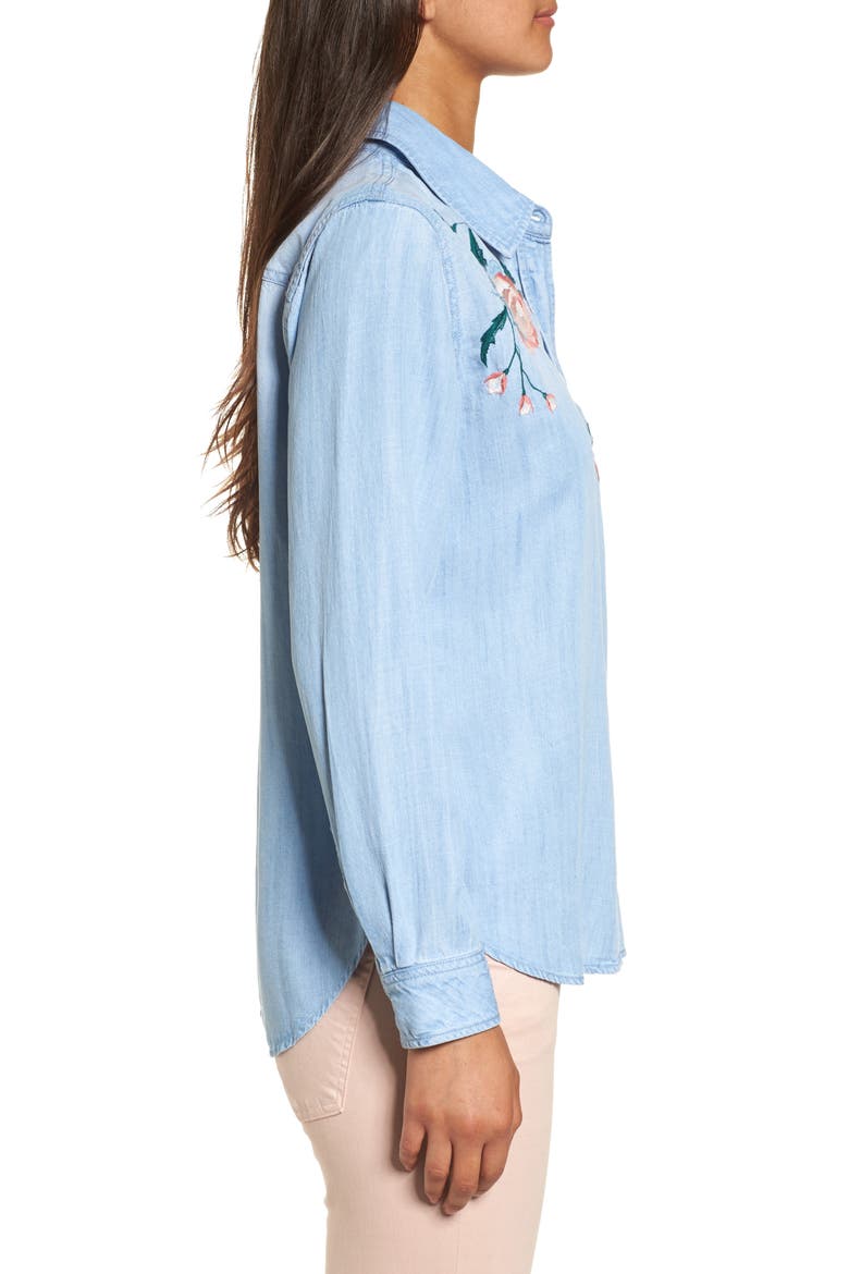 Chandler Embroidered Chambray Shirt, Alternate, color, VINTAGE WASH FLORAL