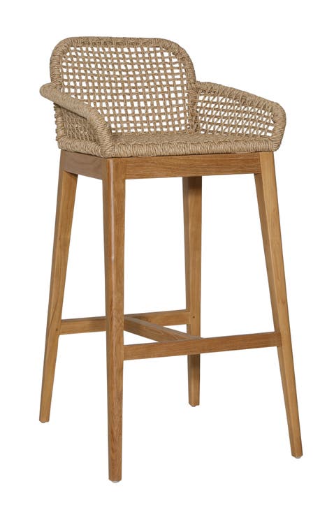 Fiona Teak Wood & Woven Outdoor Bar Stool