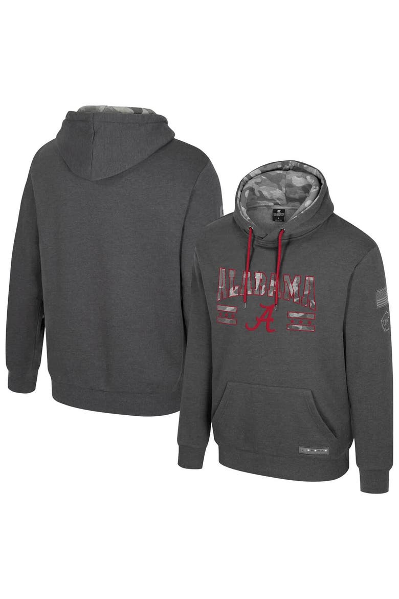 Men's Colosseum  Heather Charcoal Alabama Crimson Tide Operation Hat Trick Squad Hoodie, Main, color, Heather Charcoal