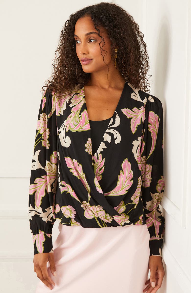 Karen Kane Floral Drape Front Top, Alternate, color, 