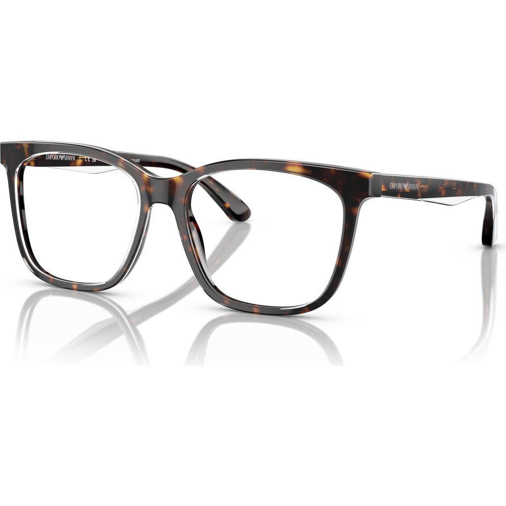 Emporio Armani 53mm Rectangle Optical Glasses In Brown