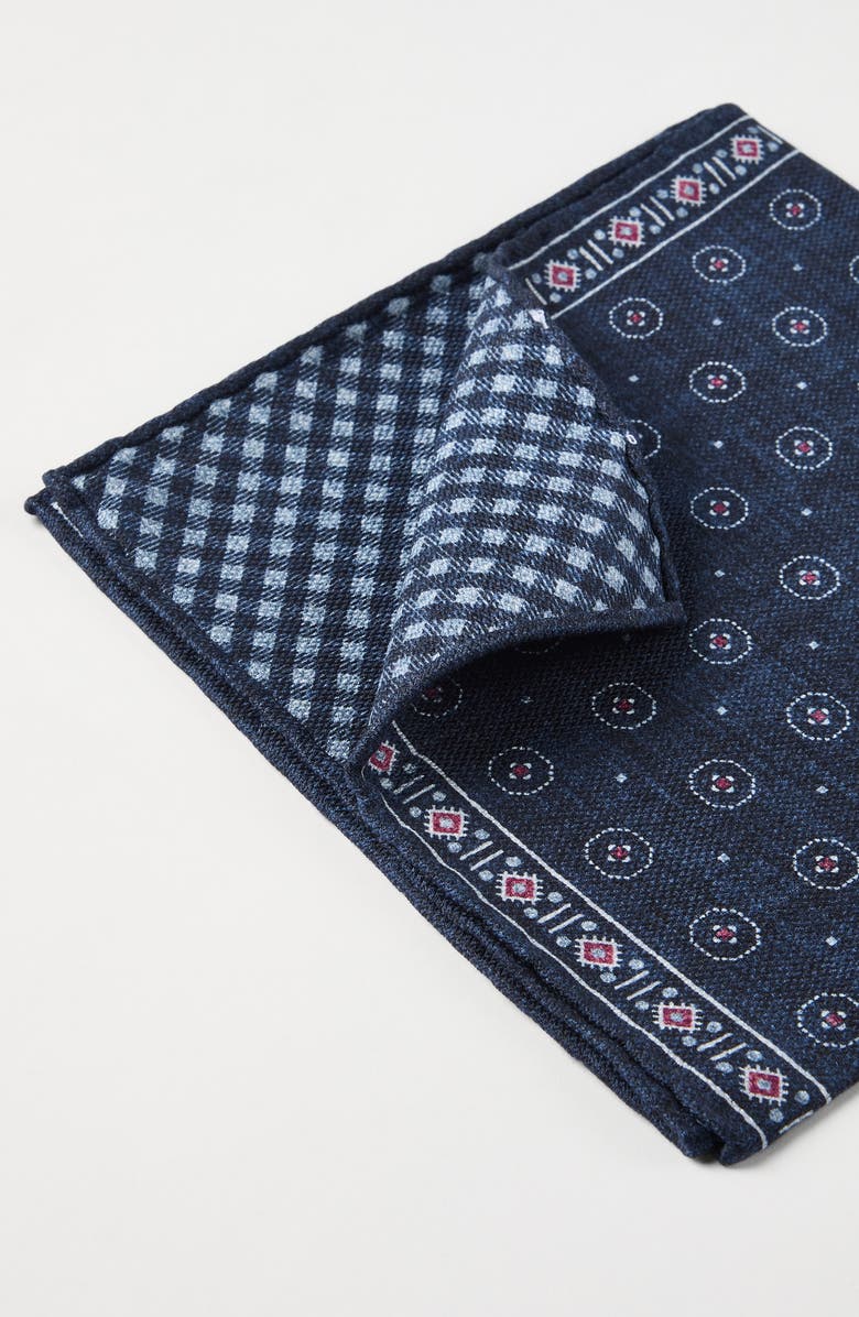 Brunello Cucinelli Silk pocket square, Alternate, color, Navy Blue