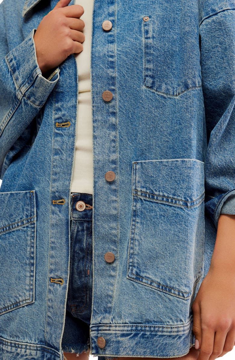 Free People Avery Denim Chore Jacket, Alternate, color, Got The Blues