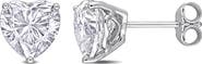 DELMAR Sterling Silver Lab Grown Moissanite Heart Stud Earrings