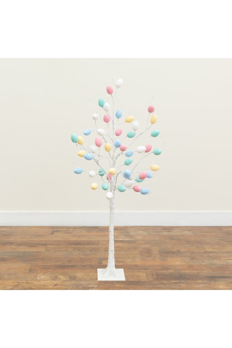 4-ft Pre-Lit Artificial Easter Twig Tree with 48 Egg Shaped LED Ornaments, Alternate, color, White