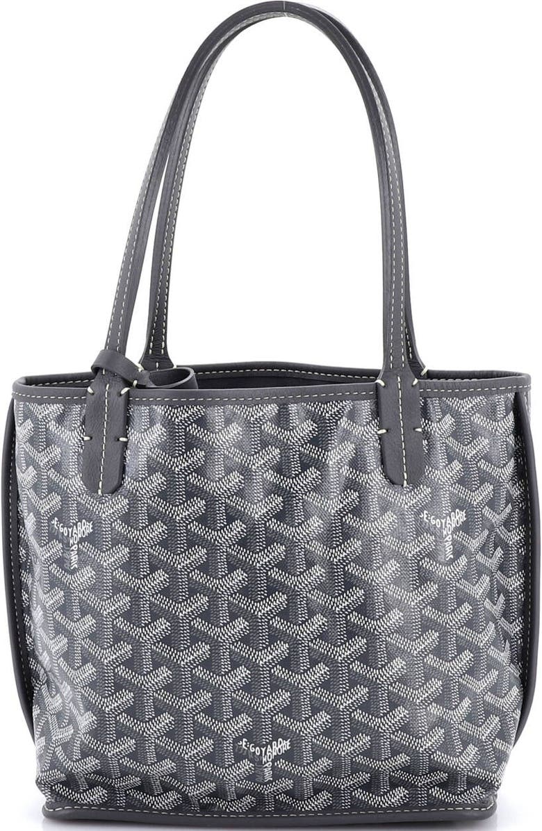 Pre-Owned Goyard Anjou Reversible Tote Coated Canvas Mini, Main, color, Gray
