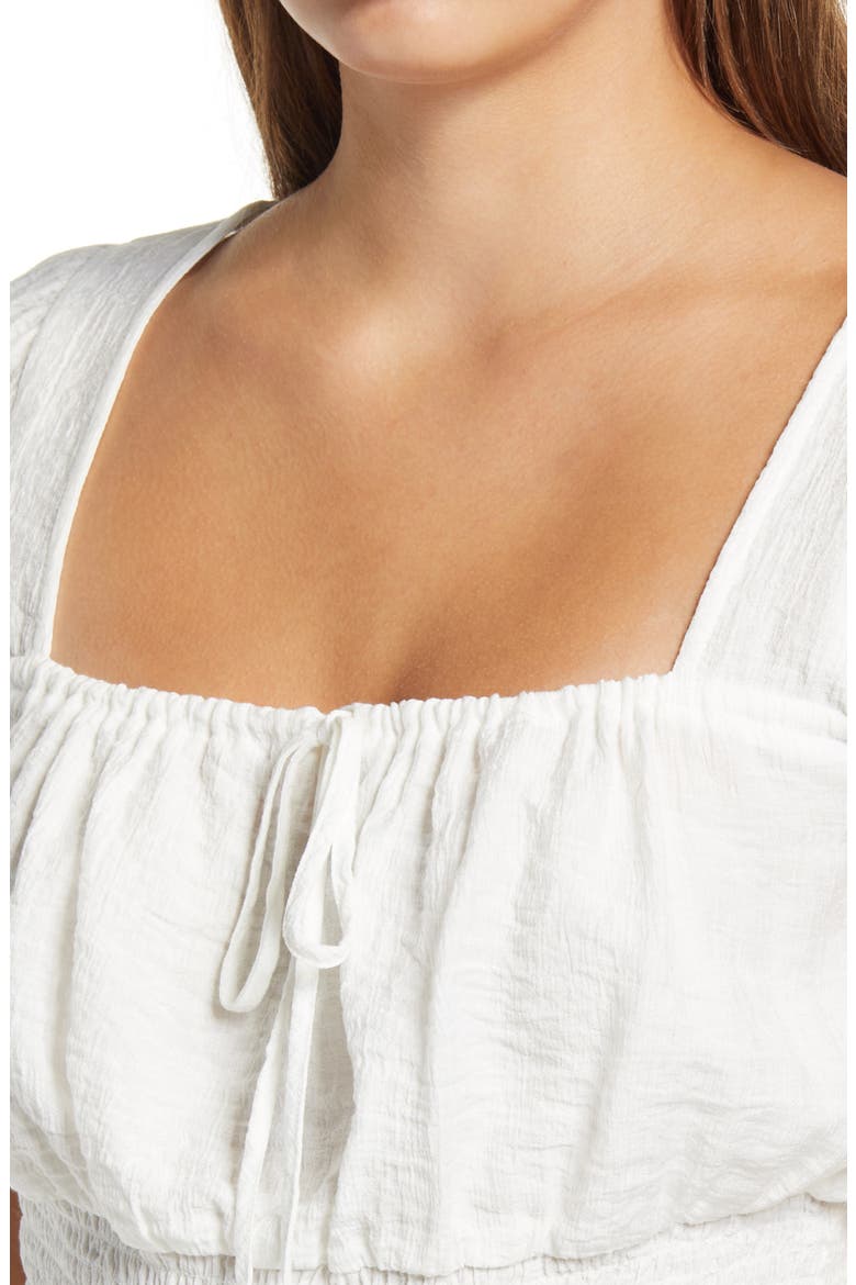 Smocked Bottom Blouse, Alternate, color, WHITE