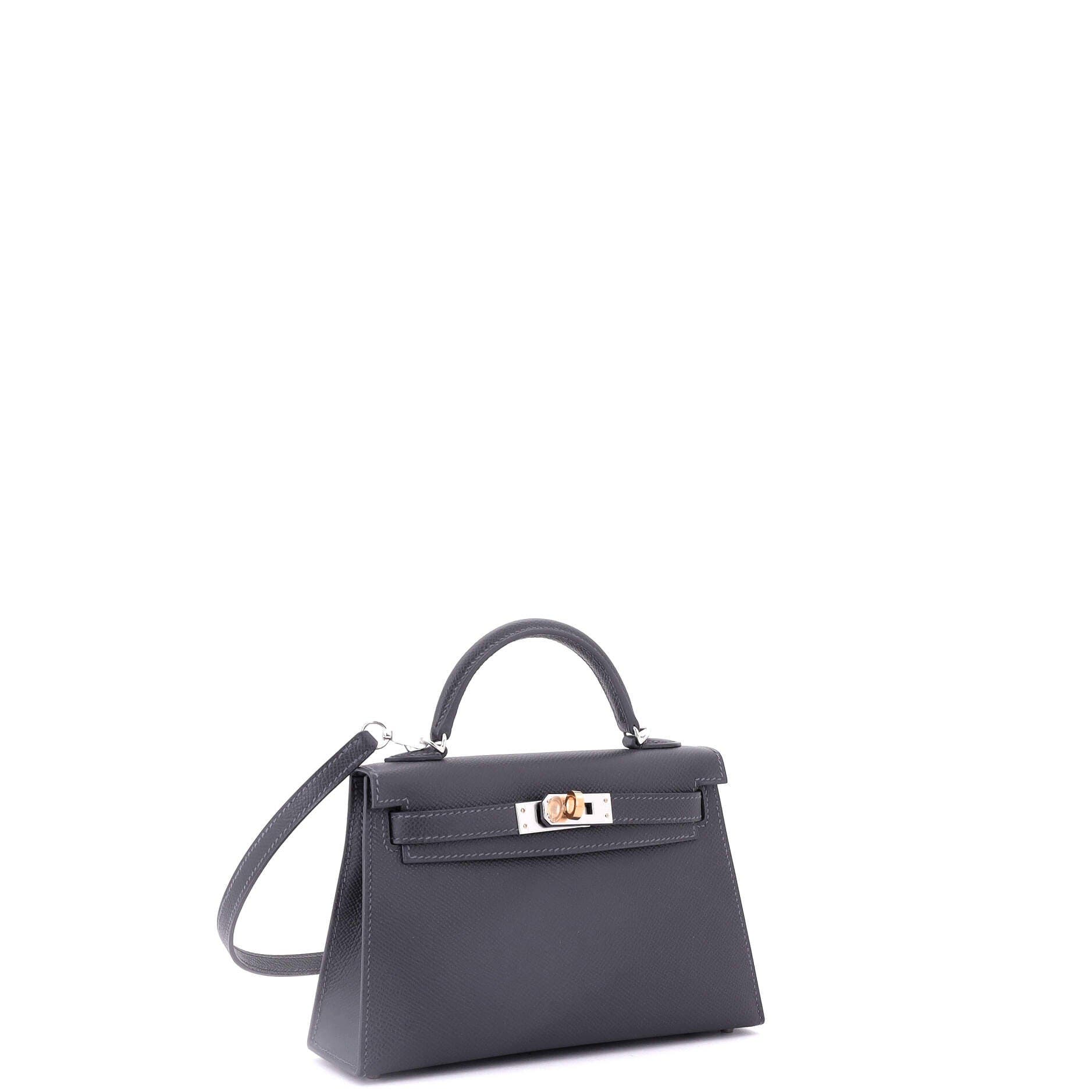 Pre-Owned Hermes Kelly Mini II Bag Grey Epsom with Electrum Hardware 20, Alternate, color, 