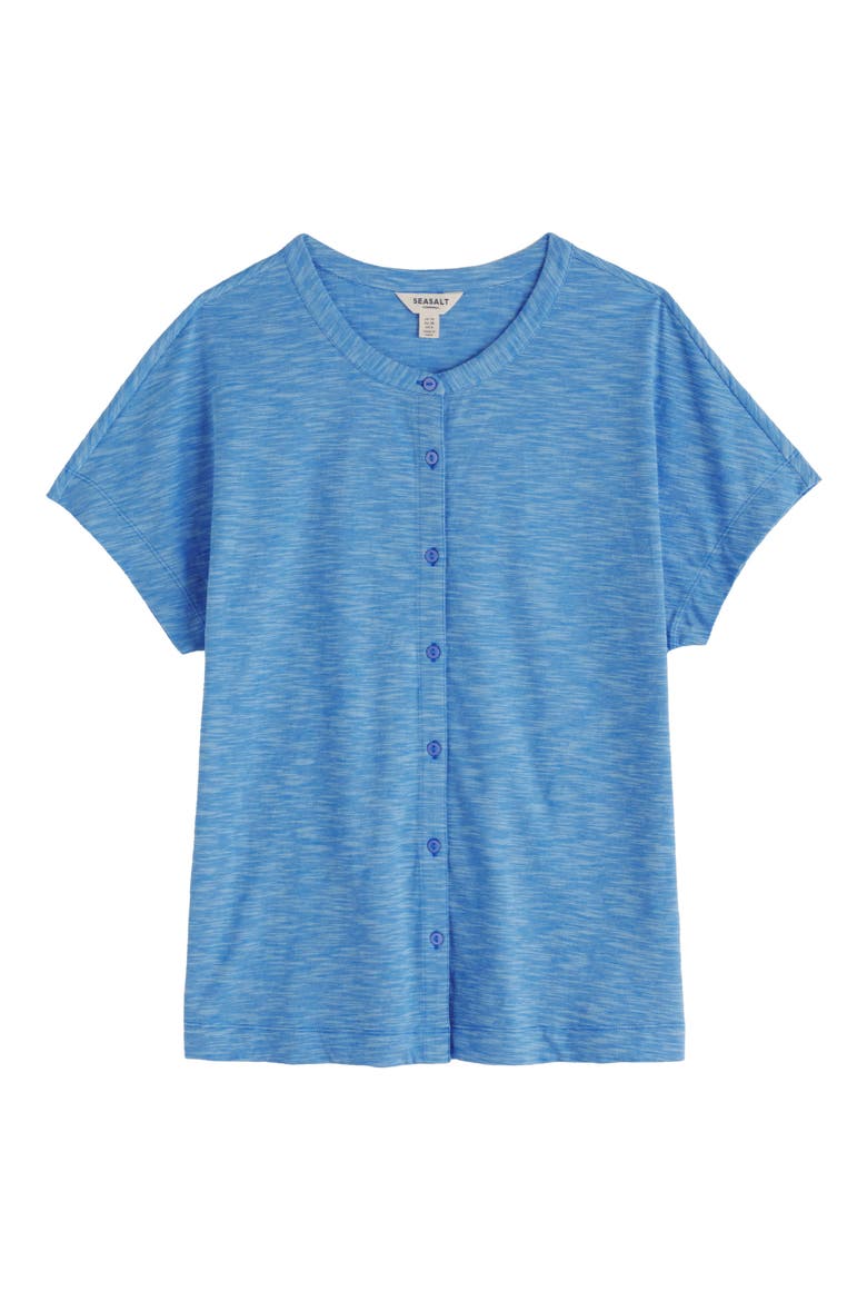 Tor Grass Organic Cotton Knit Button-Up Shirt, Alternate, color, LADDER SPRING SKY