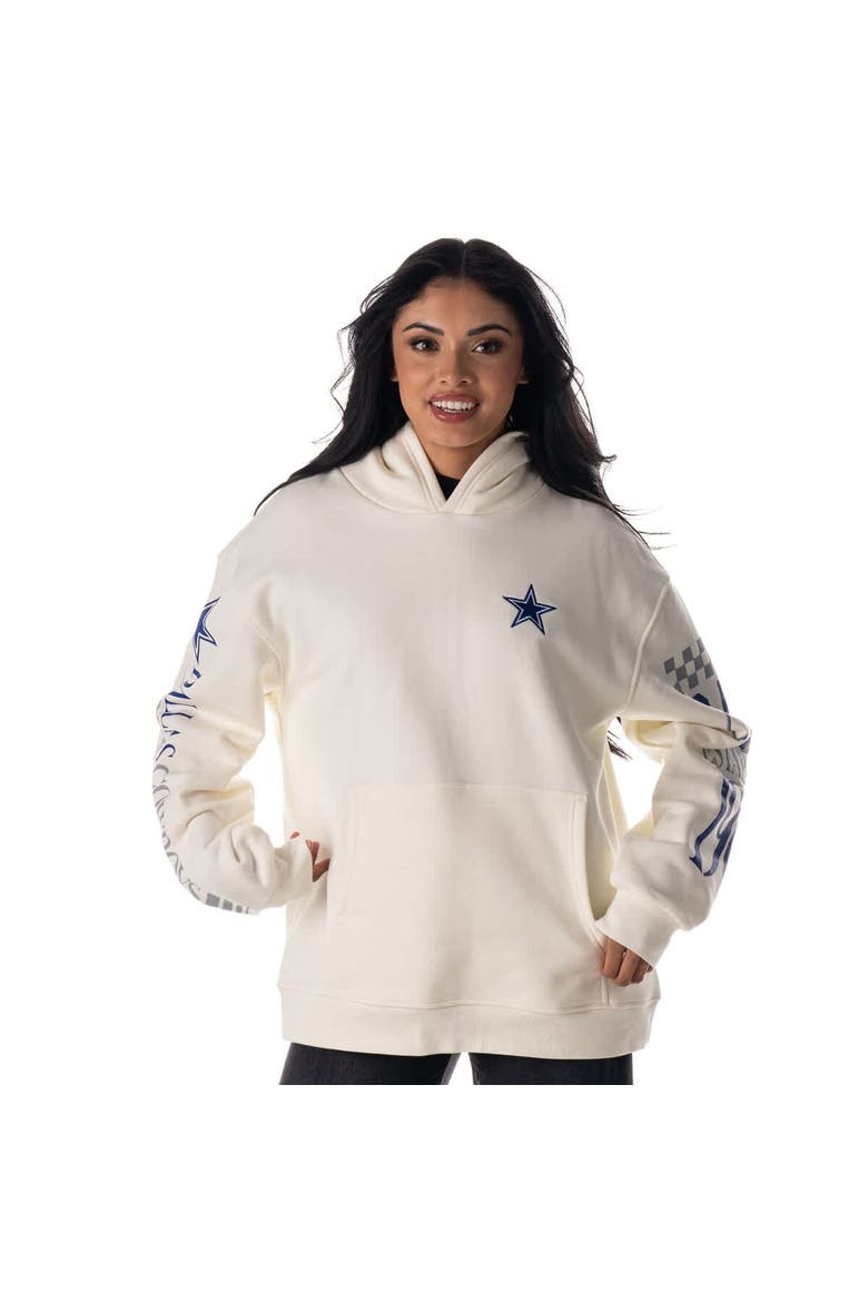 Unisex The Wild Collective  White Dallas Cowboys Stacked Graphic Sleeve Fleece Hoodie, Main, color, White