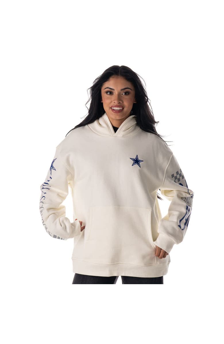 THE WILD COLLECTIVE Unisex The Wild Collective  White Dallas Cowboys Stacked Graphic Sleeve Fleece Hoodie, Main, color, White