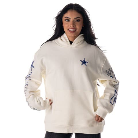 Unisex The Wild Collective  White Dallas Cowboys Stacked Graphic Sleeve Fleece Hoodie