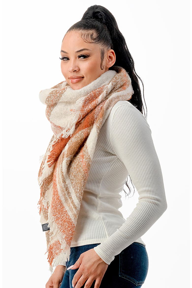 Plaid Blanket Scarf, Alternate, color, RUST