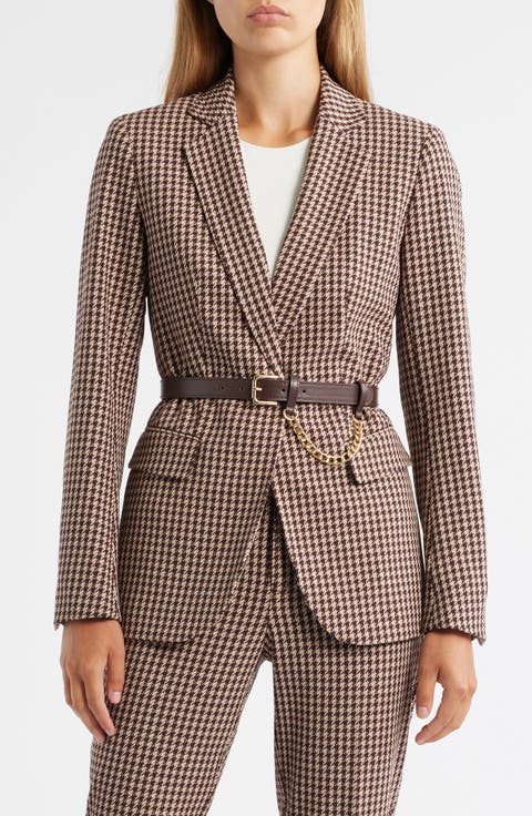Houndstooth Belted Blazer