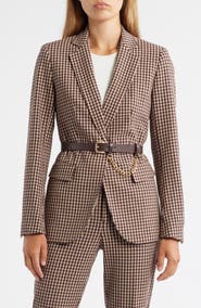 Anne Klein Houndstooth Belted Blazer