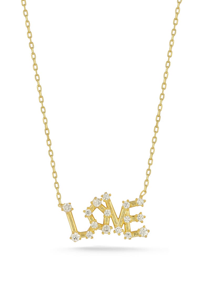 Cubic Zirconia Love Pendant Necklace, Main, color, GOLD