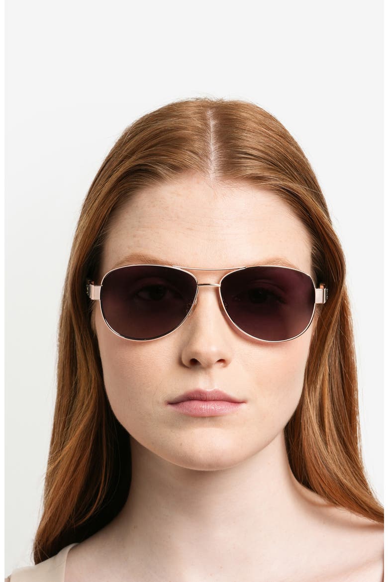 dalia 58mm polarized gradient pilot sunglasses, Alternate, color, DARK RED/ GOLD