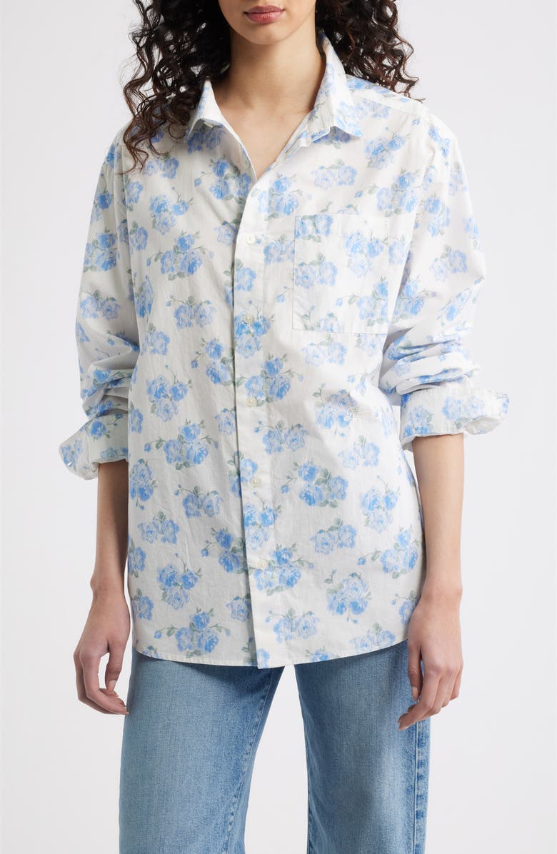 LoveShackFancy Hudley Cotton Shirt, Main, color, Blue Marina