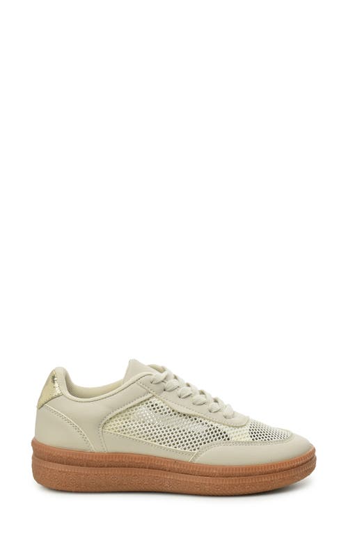 Nicole Miller Low Top Mesh Sneaker In Stone Pebble Gold