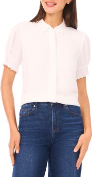 CeCe Scallop Short Sleeve Top