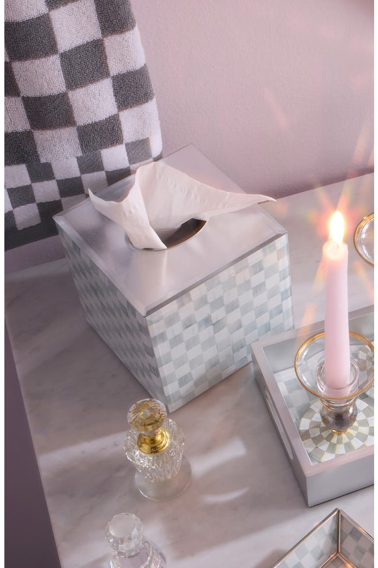 Sterling Check Boutique Tissue Box Cover, Alternate, color, STERLING