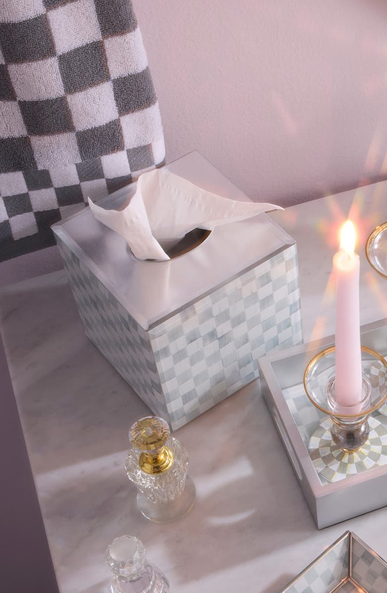 MACKENZIE CHILDS Sterling Check Boutique Tissue Box Cover, Alternate, color, Sterling