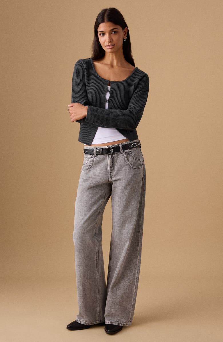 MANGO TEEN Cotton Blend Button-Up Cardigan, Alternate, color, Charcoal