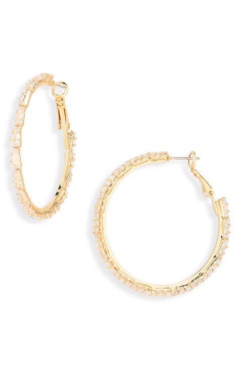 Baguette Cubic Zirconia Hoop Earrings