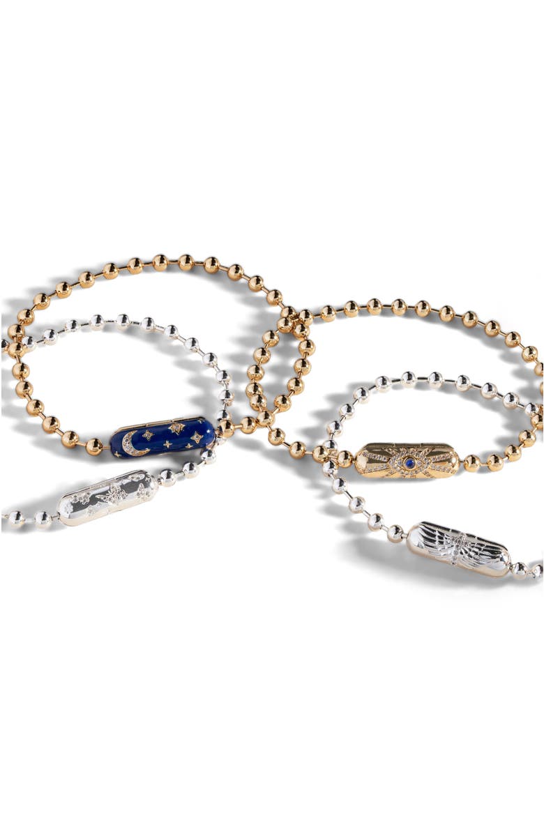 Alex and Ani Ball Chain Barrel Closure Bracelet with Evil Eye, Alternate, color, Silver