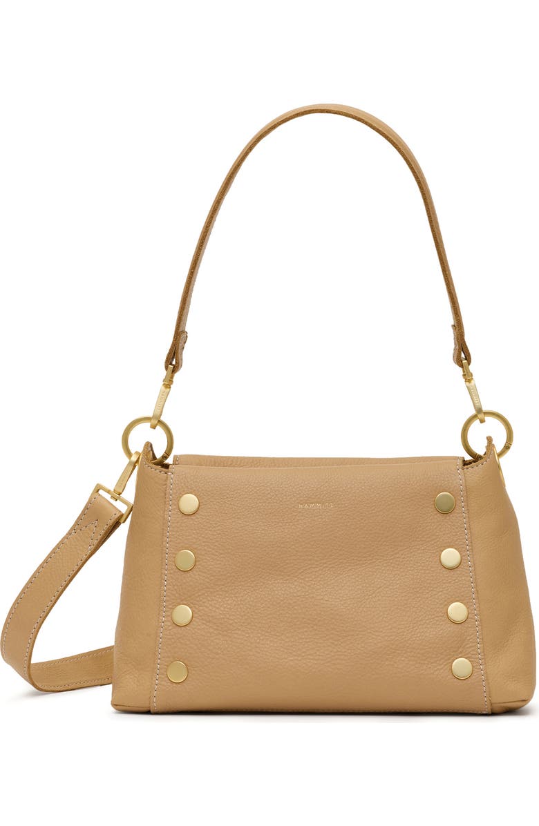 HAMMITT Medium Bryant Raffia & Leather Shoulder Bag, Main, color, Toasty Sand/ Brushed Gold