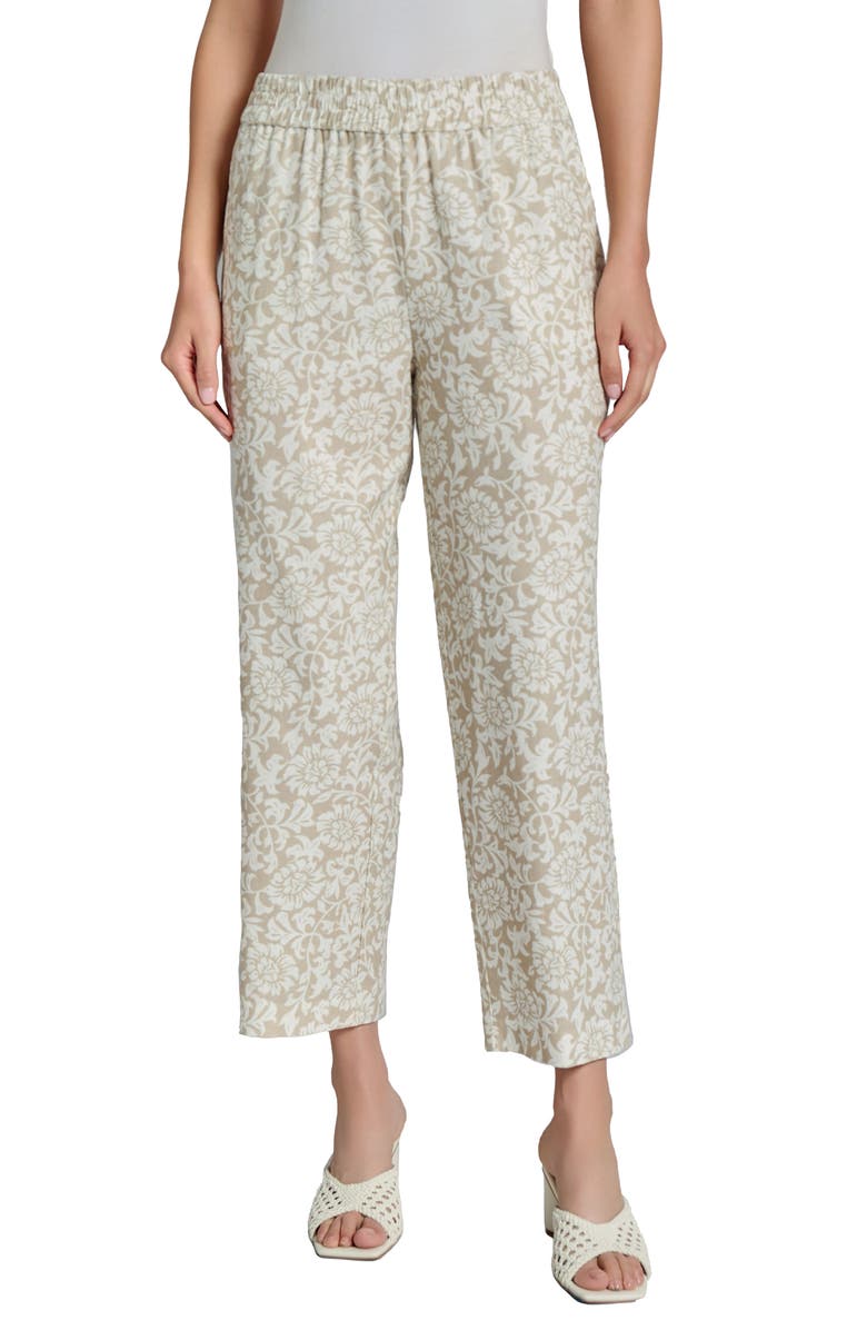 Jones New York Floral Wide Leg Crop Linen Blend Pants, Main, color, 