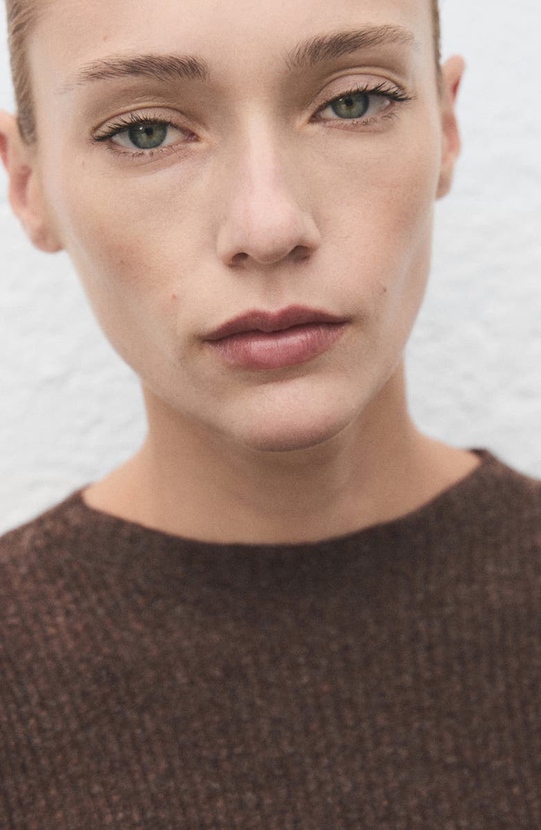 MANGO Mock Neck Rib Sweater, Alternate, color, Chocolate