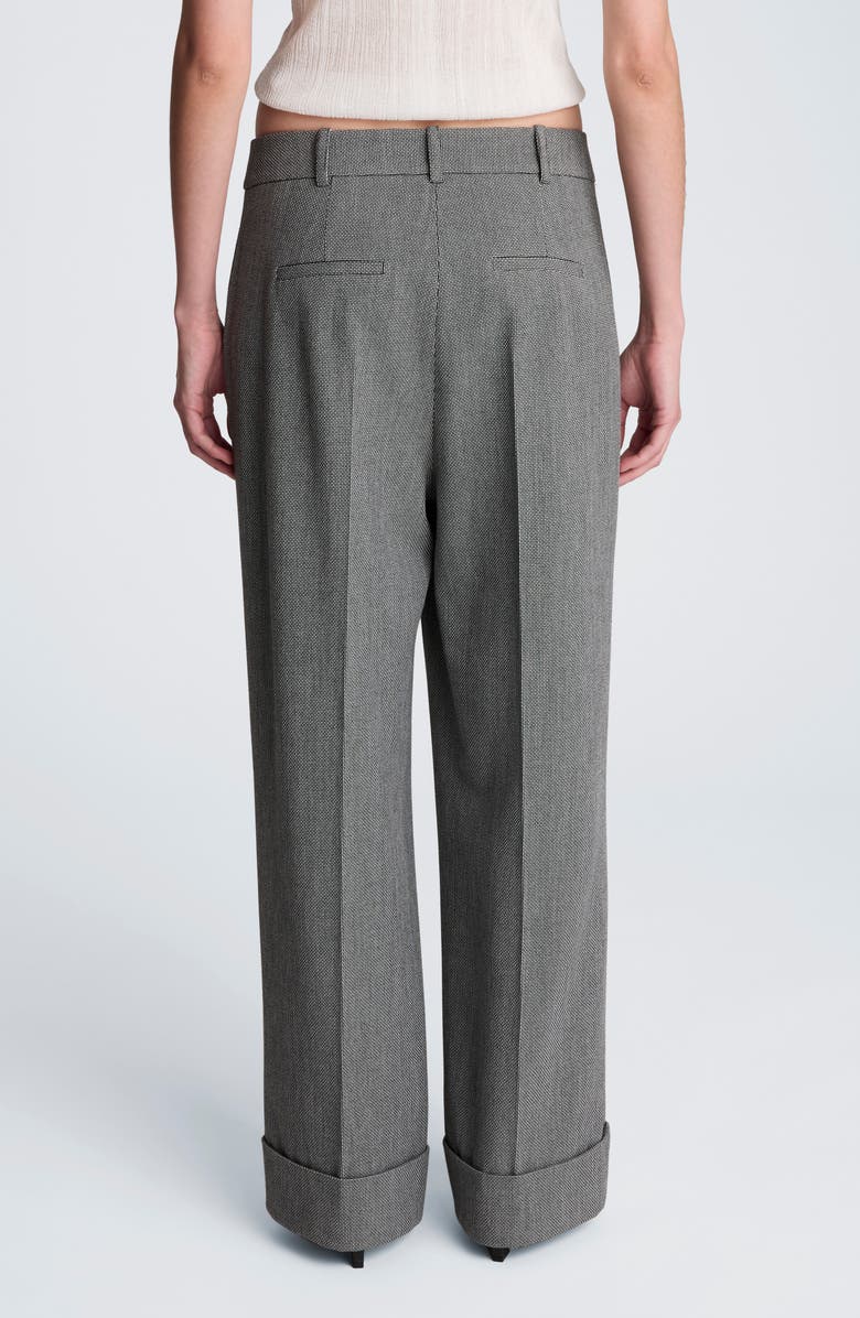 Kenneth Cole High Waist Pleat Front Cuffed Pants, Alternate, color, Black Multi/ Pure White