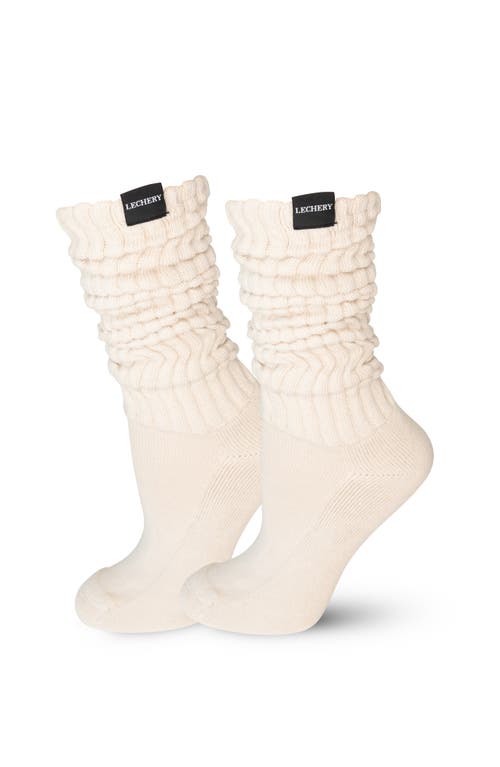 LECHERY® Gender Inclusive Scrunch Crew Socks in Ivory  product