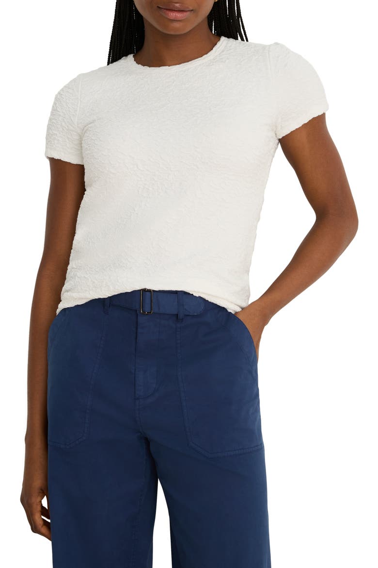 Crinkle Texture T-Shirt, Main, color, PAPER WHITE