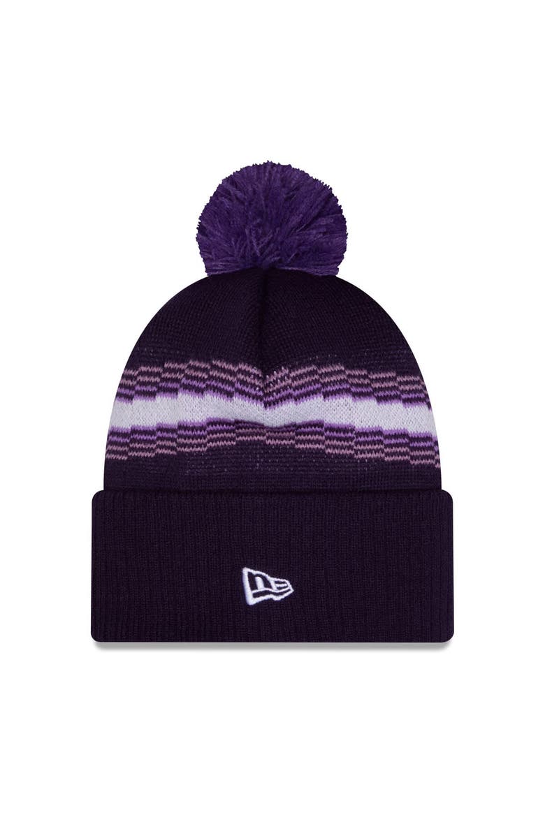 Men's New Era Purple Sacramento Kings 2025/26 City Edition Cuffed Knit Hat with Pom, Alternate, color, Purple