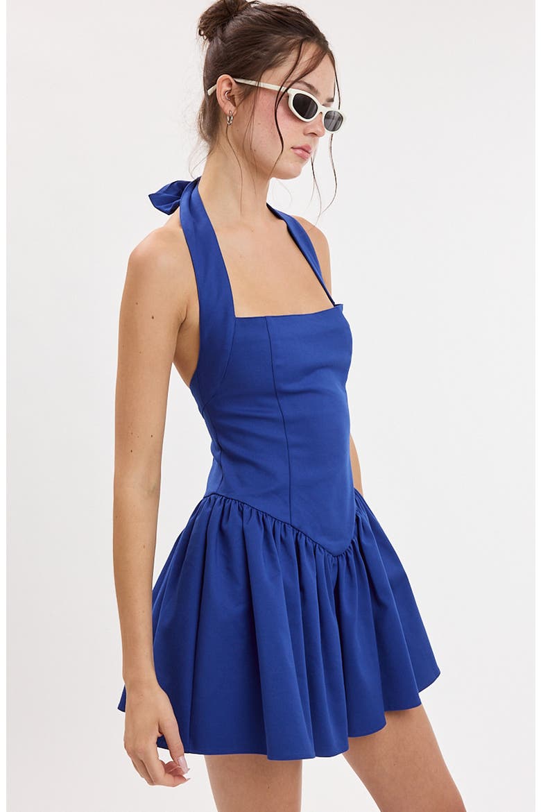 Sleeveless Halter Minidress, Alternate, color, BLUE