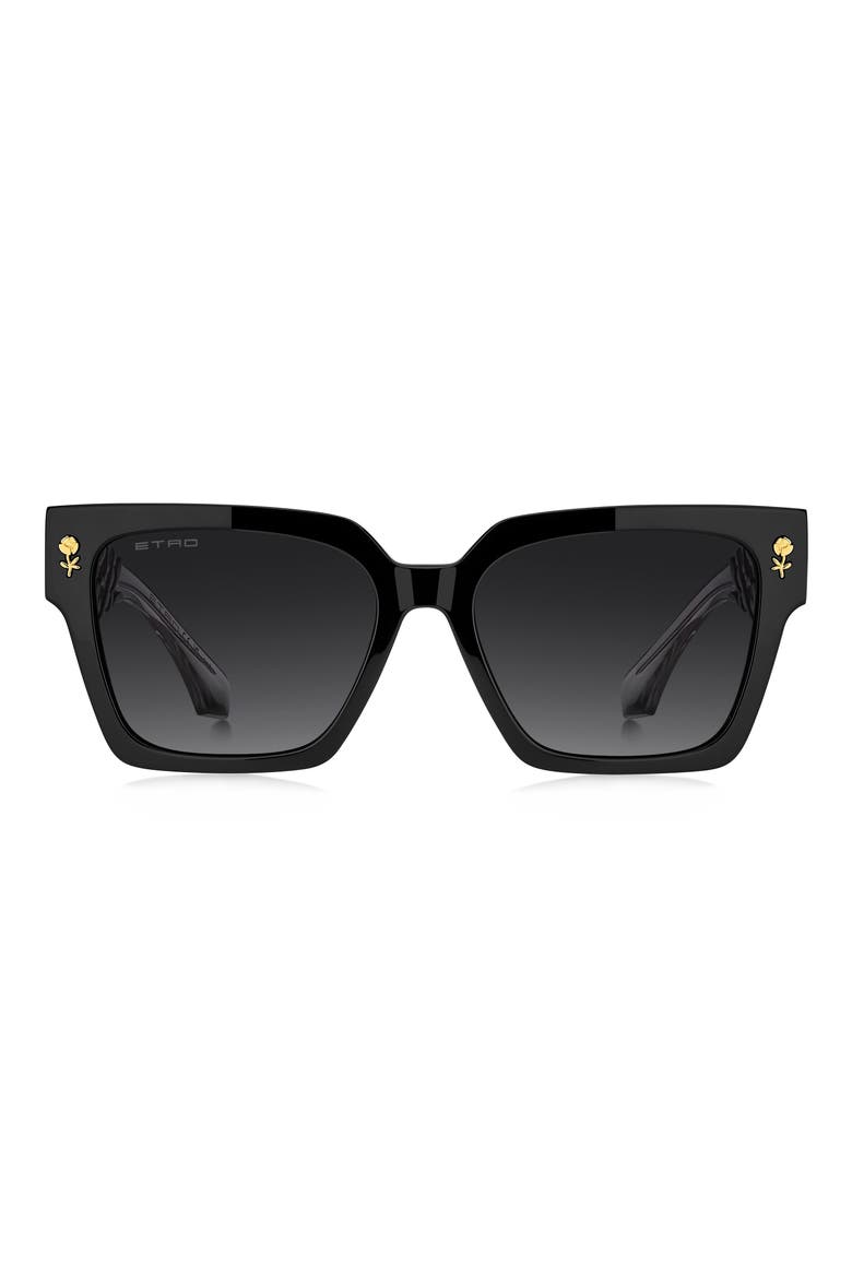 55mm Gradient Rectangular Sunglasses, Main, color, BLACK/ DARK GREY SF